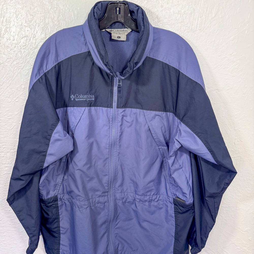 Columbia Windbreaker Jacket Lightweight Full Zip Outdoor Coat Purple LG